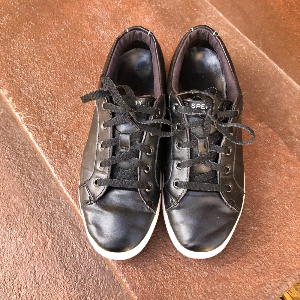 Sperry Womens Charter LTT‎ Casual Sneaker Size 8 Black Lace Up Style STS86546
